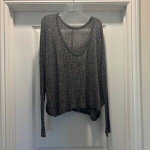 Brandy Melville Dark Gray Lightweight V Neck Long Sleeve Sweater.